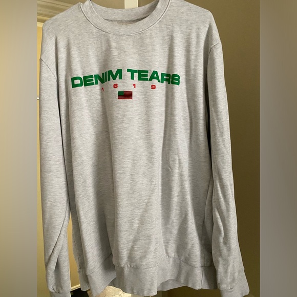 Grey Denim Tear Sweatshirt - Picture 1 of 2